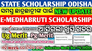 State Scholarship Odisha New Update Emedhabruti Scholarship Ug Merit Pg Merit Technical Professional [upl. by Nnire822]