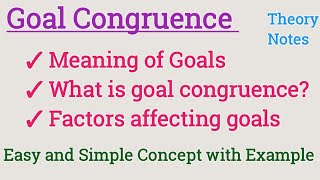 Goals  Goal Congruence  Factors affecting goals  Management control system [upl. by Ellehcin623]