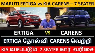 Maruti ERTIGA vs Kia CARENS  7 Seater Comparison  இரண்டில் எந்த காரை வாங்கலாம்  Wheels on review [upl. by Celinka]