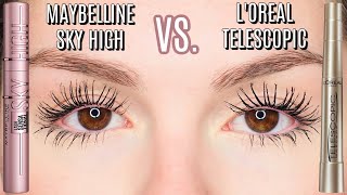 NEW MAYBELLINE SKY HIGH MASCARA VS LOREAL TELESCOPIC MASCARA  BEST DRUGSTORE MASCARA 20202021 [upl. by Averill]