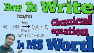 How to write chemical equation in ms word  Chemical Equation  In Hindi  S C Sir Class learn [upl. by Enaitsirhc962]