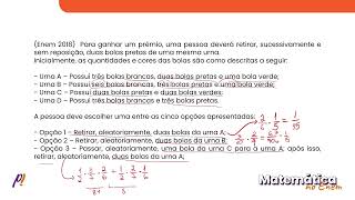 ENEM 2018  ANÁLISE COMBINATÓRIA E PROBABILIDADE  Para ganhar um prêmio uma pessoa deverá [upl. by Noiramaj206]