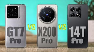 Realme GT7 Pro Vs Vivo X200 Pro Vs Xiaomi 14T Pro [upl. by Eneiluj]