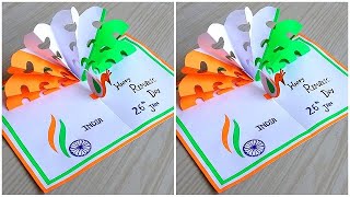 Republic day card making  DIY republic day greeting card  Republic day greeting card easy [upl. by Althea]