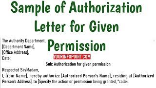 Authorization Letter Sample for Permission on Behalf  Letters Writing [upl. by Pease]