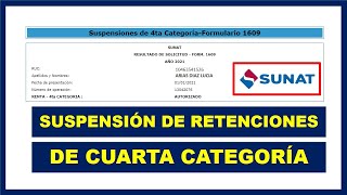 Suspensión de Cuarta Categoría  SUNAT [upl. by Helman813]