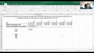 Cálculo de VAN TIR y PR en Excel [upl. by Trudi761]