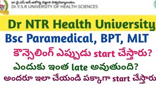 AP Bsc Paramedical BPT MLT Counselling Dates 2024  AP Eamcet Bipc counselling Dates 2024 [upl. by Aztiram]