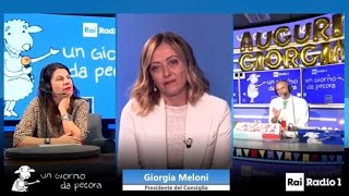 Meloni festeggia i 47 anni a “Un Giorno da Pecora” «Per i 50 anni sarò a Chigi» [upl. by Lorine]