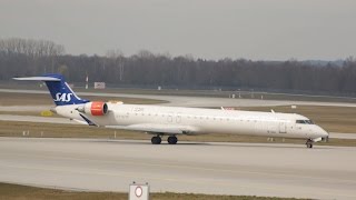 SAS Bombardier Canadair CRJ900ER OYKFM departure at Munich Airport Abflug München Flughafen [upl. by Sitsuj259]