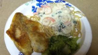 Shrimp Linguine Alfredo amp PanSeared Tilapia [upl. by Bendix]