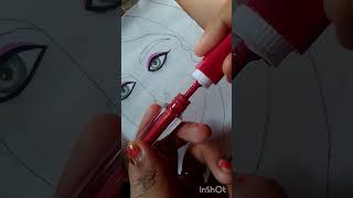 Easy face drawing🖌️with Lakme Kajal eyeliner Lipstick💄 amp Sindur uniqueart drawing facedrawing [upl. by Flieger]