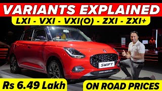 2024 Maruti Suzuki Swift VARIANTS EXPLAINED  OnRoad Price  Best Value for Money Variant LXi VXi [upl. by Blas]