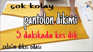 Very easy trousers cutting and sewing Kolay pantolonzelisin dikiş odası [upl. by Rawley]