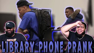 INTHECLUTCH TRY NOT TO LAUGH TO EMBARRASSING PHONE CALLS IN THE LIBRARY PART 2 PRANK [upl. by Mailliw568]