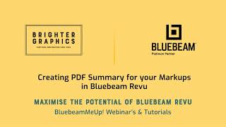 Creating PDF summary for your Markups using Bluebeam Revu  BluebeamMeUp [upl. by Anairam]