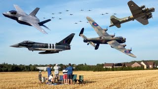 Rarely Seen Aircraft Flybys Over Duxford Airshow Village  quot Big Wing quot Spitfire Flypast [upl. by Ranitta]