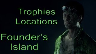 Batman Arkham Knight  Founders Island  All Riddler Trophies Locations [upl. by Eads]