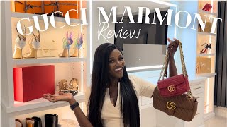 Gucci Marmont Bag double review try on and what fits Super Mini vs Small shoulder bag [upl. by Tibbetts338]