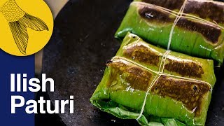 Ilish Macher Paturi  Shorshe diye Ilish Macher Bhapa Recipe  Bengali Hilsa Steamed in Banana Leaf [upl. by Noremak151]