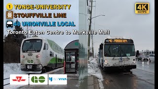 TTC GO amp YRT POV Walk Toronto Eaton Centre to Markville Mall Via Centennial GO Station [upl. by Whitaker]