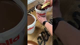 Nutella bucket nutella chocolate nutellachocolate icecream food satisfying trending shorts [upl. by Gerg]