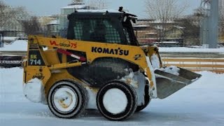 Amazing Skid Steer Skills on the Job  Digger at Work  Komatsu sk 714 Snow Plowing [upl. by Stoffel574]