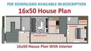 16x50 house plan with Interior Pdf Available [upl. by Illa]