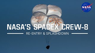 NASA’s SpaceX Crew8 Reentry and Splashdown [upl. by Ilonka]