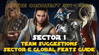 Hard Sector 1 Feats Guide  The Conquest 31  33 SWGOH [upl. by Artined53]