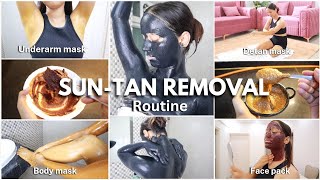 My Realistic SUN TAN Removal Routine  detan  mask skin whitening drink body mask  Gulguli Singh [upl. by Meredi46]