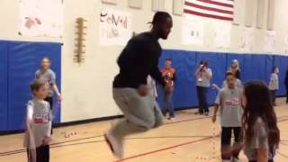 Bengals Visit Woodland Elementary  Johnson Jumps Rope [upl. by Sibeal]