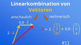 Linearkombination von Vektoren  Vektorzug  anschaulich und rechnerisch  11 [upl. by Nuhsyar]