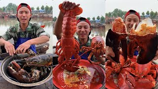 Fisherman Dagang ate a lobster as big as a corgi and a pot of seafoodyummy seafoodboil seafood [upl. by Nerual]