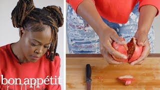 50 People Try to Deseed a Pomegranate  Basic Skills Challenge  Bon Appétit [upl. by Nerral875]