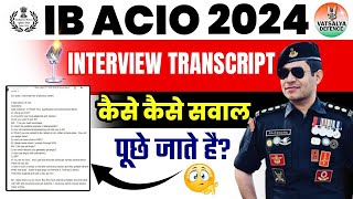 IB ACIO 2024 Interview  Interview Questions for IB ACIO I 2024 Interview I Psychometric Test I [upl. by Eidoc]