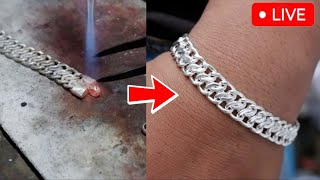 This is the process of making a silver bracelet 🔥🔥🔨 silver gold viral video jewellry [upl. by Lita]