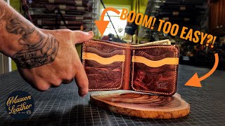 Possibly Too EASY Making a Leather Wallet Trick Stitching amp TPockets the Byron 80 [upl. by Acirret]