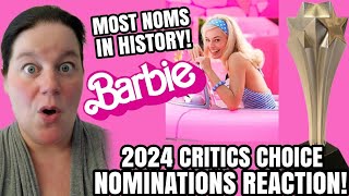 CRITICS CHOICE AWARDS 2024 NOMINATIONS REACTION Barbie Is Already Breaking Records [upl. by Eudoca]