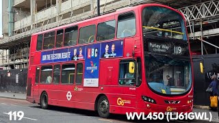 Hillclimb GoAhead London  Route 119  Volvo B9TL Wright Eclipse G2  LJ61GWL WVL450 [upl. by Nalo]