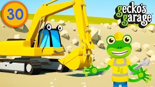 Excavators For Children  Geckos Garage  Construction Trucks For Kids  Educational Videos [upl. by Oirogerg]