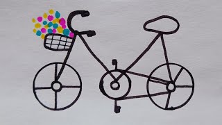 Very easy step by step bicycle 🚲 drawing ।। how to draw cycle।। lets draw cycle।। [upl. by Noyk]