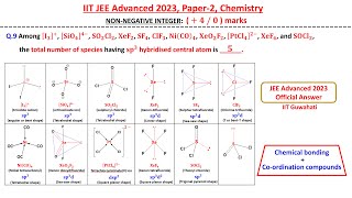 Q9 Among I3 SiO44− SO2Cl2 XeF2 SF4 ClF3 NiCO4 XeO2F2 PtCl42− XeF4 and SOCl2 the [upl. by Stelu]