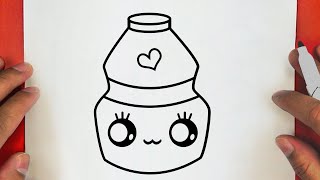 HOW TO DRAW A CUTE DRINK MILK  STEP BY STEP DRAW Cute things [upl. by Tobe]