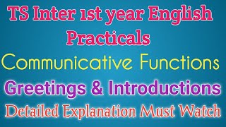 TS Inter 1st year English Practicals Communicative Functions Explanation [upl. by Atilam]