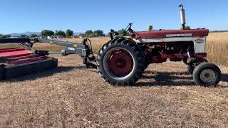 Cutting hay with a Farmall 560 and Kubota DMC8032T moco [upl. by Edik]