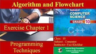 10th class Computer science federal board unitchapter 1  algorithm and flowcharts [upl. by Enale]