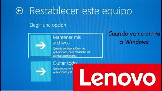 Restaurar Sistema Operativo a su Estado de Fábrica LAPTOP LENOVO [upl. by Fee]