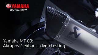 Yamaha MT09 Akrapovič exhaust dyno testing [upl. by Haraf]