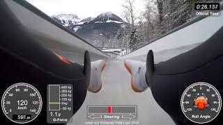 Luge run with technical details at the 7times World Championship track in Berchtesgaden Königssee [upl. by Epuladaugairam431]